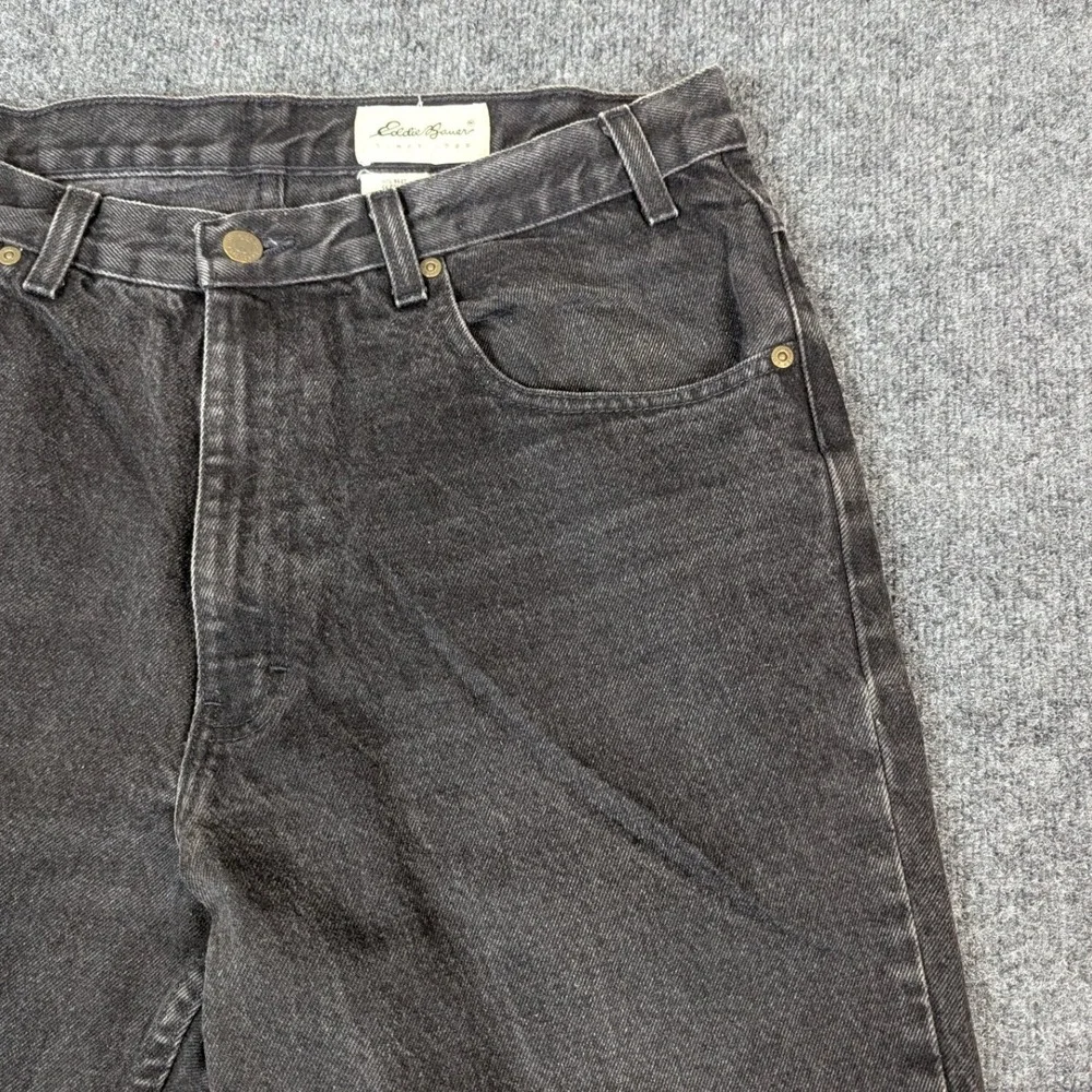 Eddie Bauer Mens 36x32 Faded Black Denim Jeans Made in USA 100% Cotton Vintage